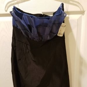 Black Strapless Dress with Blue Ruffles